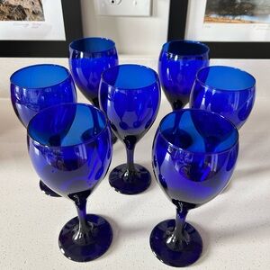 Set of Blue Wine Glasses